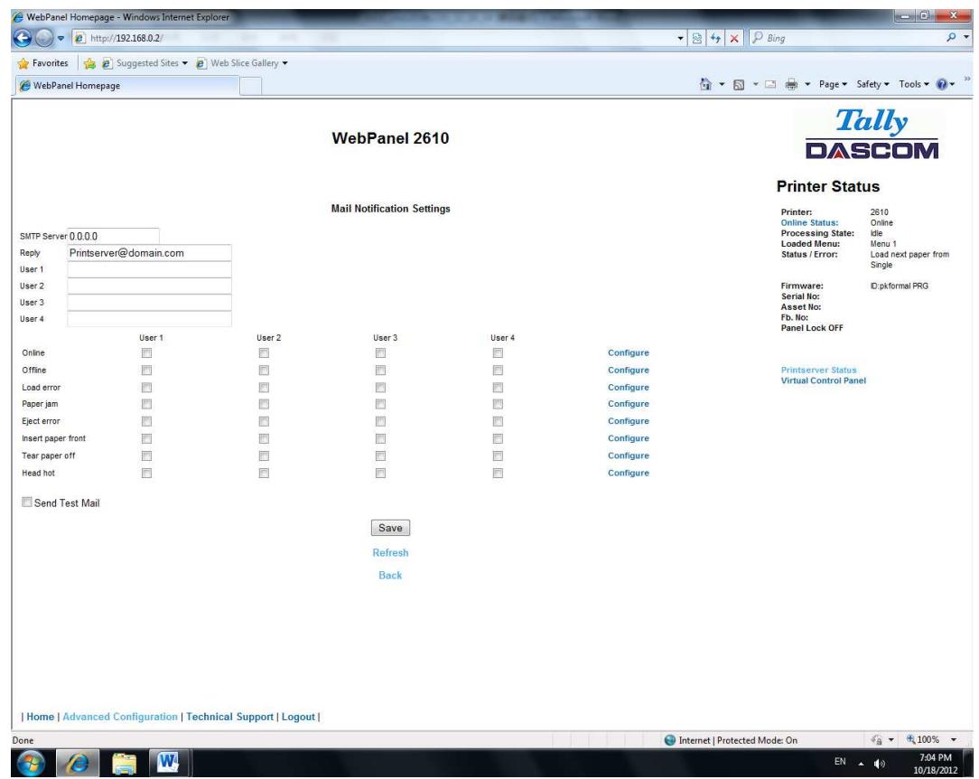Tally Dascom PRN-7 - Email Notification - 1