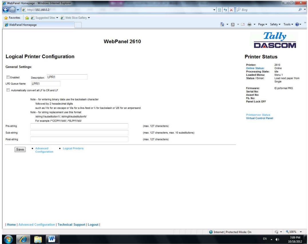 Tally Dascom PRN-7 - Logical Printers - 2