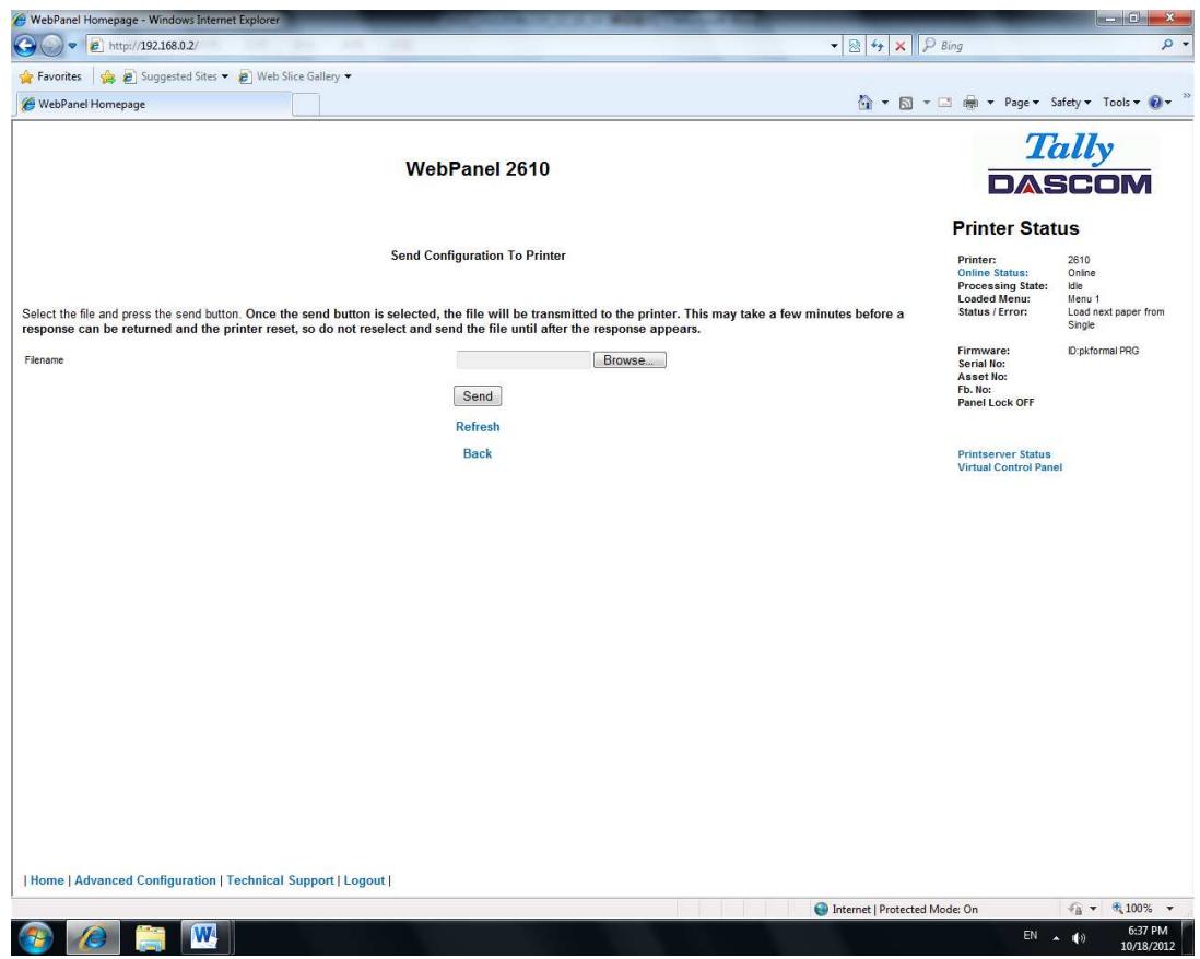 Tally Dascom PRN-7 - Send Configuration to Printer - 1