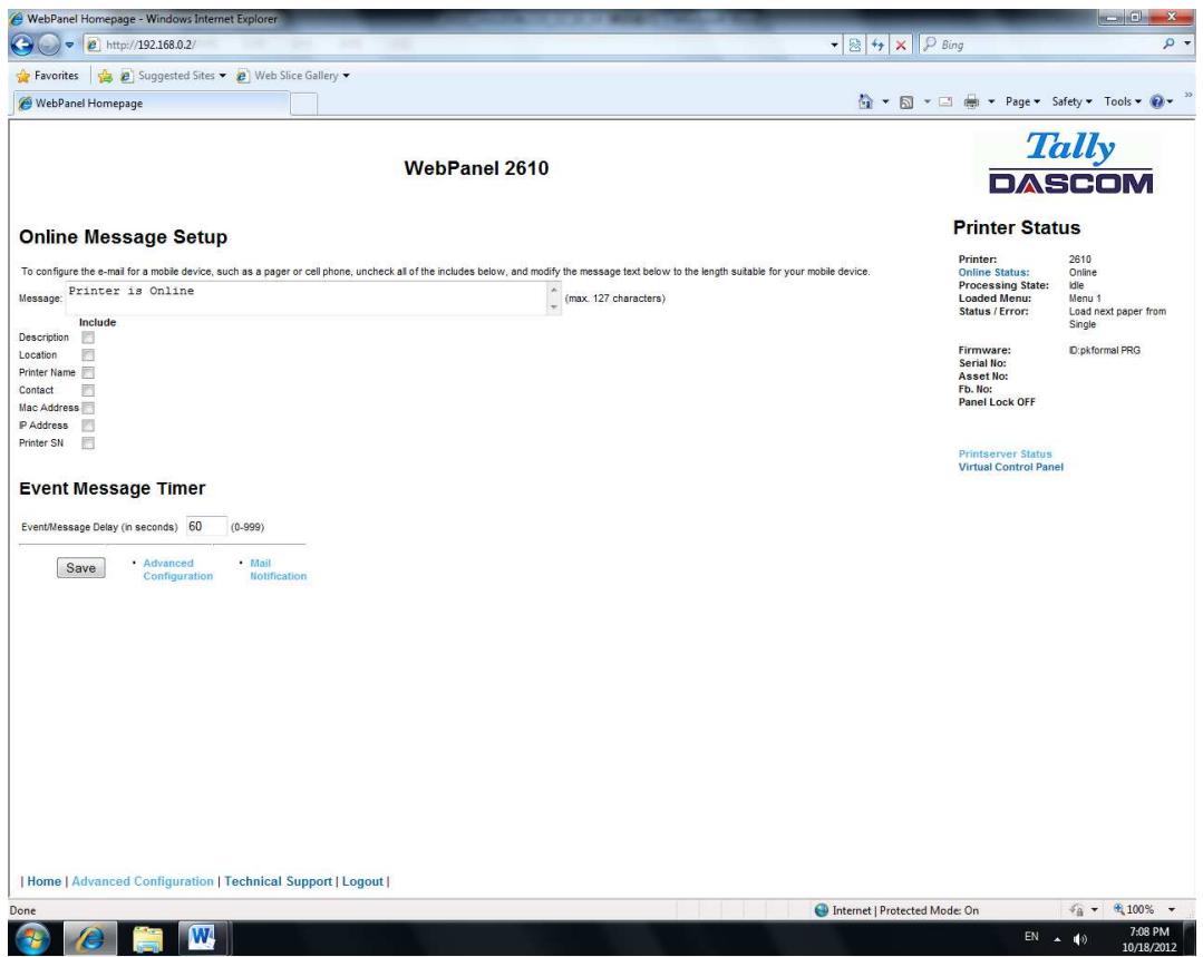 Tally Dascom PRN-7 - Email Notification - 2