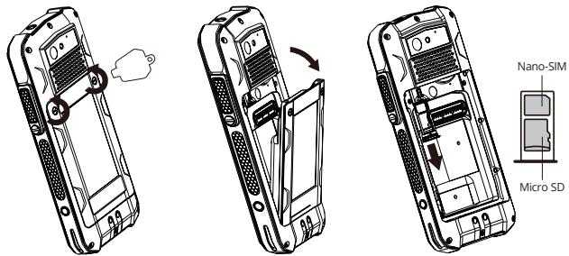 RugGear RG540 - Installazione e rimozione della batteria/installazione della scheda nanoSIM e della scheda microSD - 1