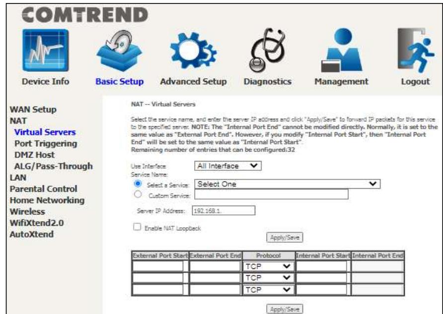 Comtrend PRT-6351 - Virtual Servers - 2
