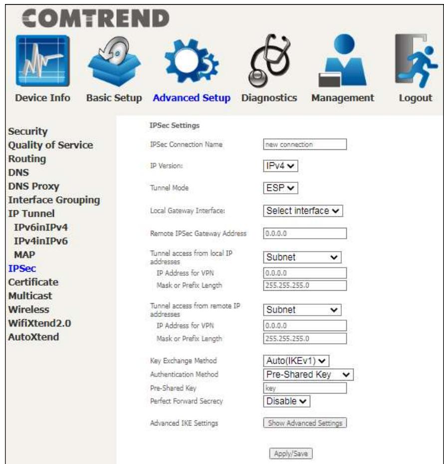 Comtrend PRT-6351 - IPSec Tunnel Mode Connections - 2