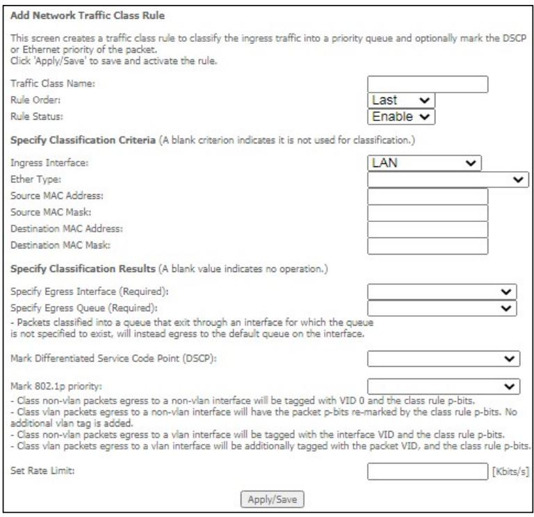 Comtrend PRT-6351 - QoS Classification - 2