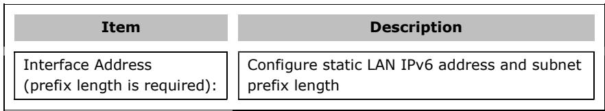 Comtrend PRT-6351 - Static LAN IPv6 Address Configuration - 1