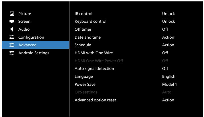 PHILIPS 86BDL4152E - Advanced Option menu - 1