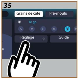 35 Grains de café Pré-moulu To go S M L XL Réglage > Guide