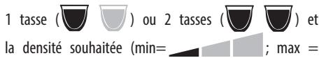 1 tasse ( ) ou 2 tasses ( ) et la densité souhaitée (min= ; max =