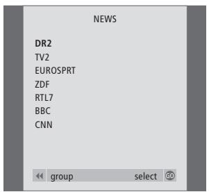 BANG & OLUFSEN BeoVision 1 - Déplacer des programmes à l'intérieur d'un groupe - 1