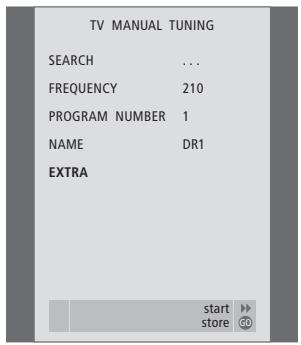 BANG & OLUFSEN Beovision 3-28 - Contenu du menu AUTO TUNING... - 1