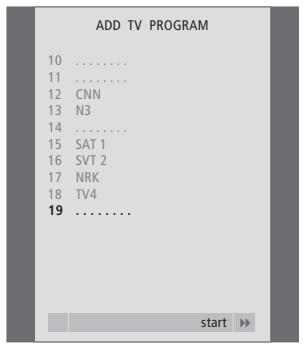 BANG & OLUFSEN Beovision 3-28 - Contenu du menu EDIT PROGRAMS... - 1