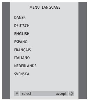BANG & OLUFSEN Beovision 3-28 - Contenu du menu SOUND ADJUSTMENT... - 3