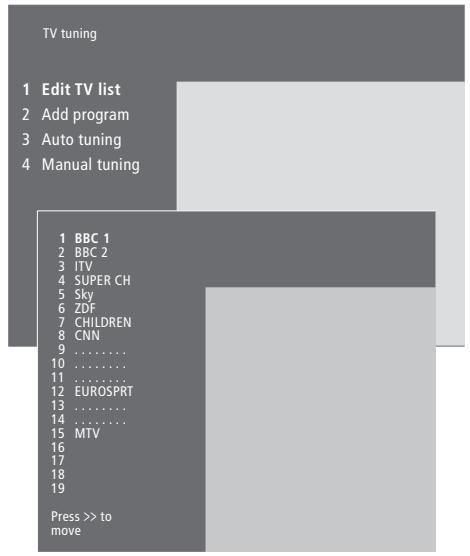 BANG & OLUFSEN BeoVision 5 - Déplacer des chaînes régées - 1