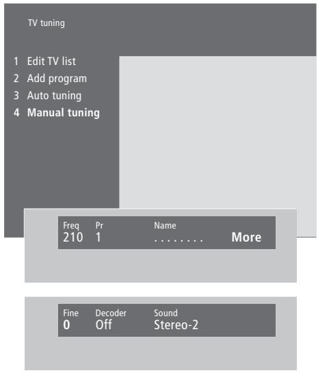 BANG & OLUFSEN BeoVision 5 - Ajuster les chaînes de télévision réglées par antenné ou cable - 1
