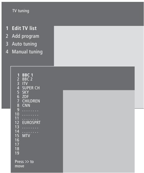 BANG & OLUFSEN BeoVision 5 - Nommer les chaînes régées - 1