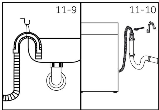 HAIER HWD100-B14367U1 - Raccordement du tuyau flexible de vidange à l'évier - 1