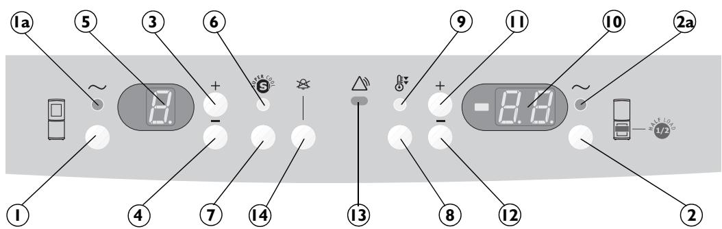 WHIRLPOOL ARC 6680/IX - Touches de marche / arrêt des compartiments, de navigation dans le menu, de sélection et de validation - 1