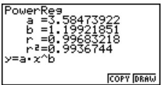 CASIO CFX-9850GB PLUS - ■ Graphe de régression de puissance - 1