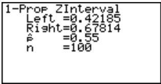 CASIO CFX-9850GB PLUS - Calculer l'intervalle Z à 1 proportion en définissant les paramètres - 1