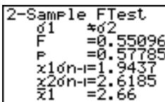 CASIO CFX-9850GB PLUS - Effectuer un test F à 2 échantillons quand deux listes de données sont entées - 1