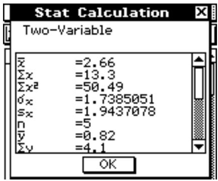 CASIO ClassPad 330 PLUS - - Afficher les résultats d'un calcul à deux variables - 1