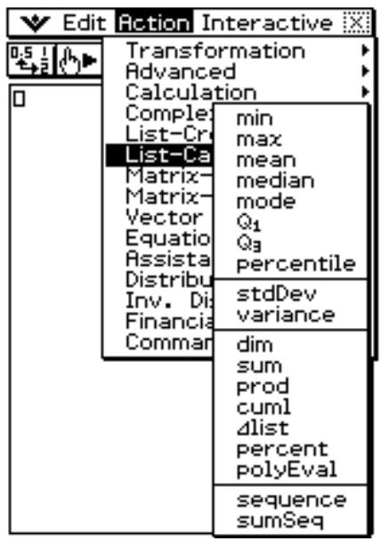 CASIO ClassPad 330 PLUS - Emploi du sous-menu Calcul-Liste - 1