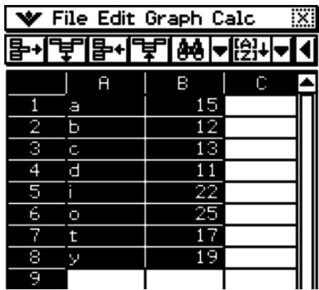 CASIO ClassPad 330 PLUS - Tri des données d'une feuille de calcul - 3