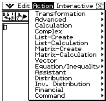 CASIO ClassPad 330 PLUS - Affichage du menu Action - 1