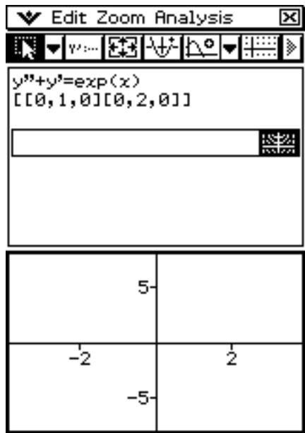 CASIO ClassPad 330 PLUS - - Représenter graphiquement les courbes solutions en déposant une équation différentielle d'ordre n et une matrice dans la fenêtre graphique d'équation différentielle - 2