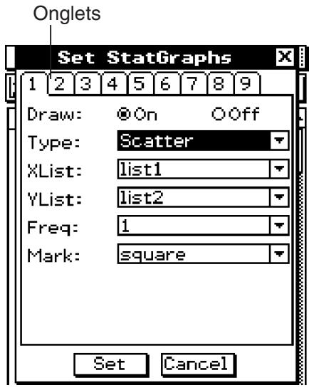 CASIO ClassPad 330 PLUS - - Afficher la boîte de dialogue de configuration des graphiques statistiques - 1