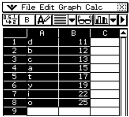CASIO ClassPad 330 PLUS - Tri des données d'une feuille de calcul - 1