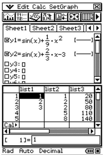 CASIO ClassPad 330 PLUS - - Exemple de sélection de fenêtre (Graphe & Table) - 5
