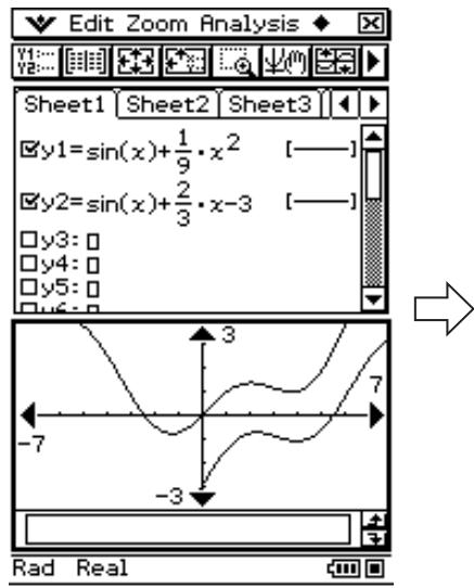 CASIO ClassPad 330 PLUS - - Exemple de sélection de fenêtre (Graphe & Table) - 1