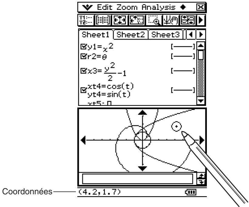 CASIO ClassPad 330 PLUS - Affichage de coordonnées de la fenêtre graphique - 1