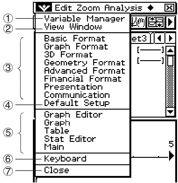 CASIO ClassPad 330 PLUS - ■ Éléments du menu - 1