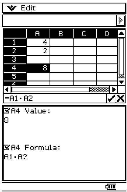 CASIO ClassPad 330 PLUS - Emploi de la fenêtre de visualisation des cellules - 1