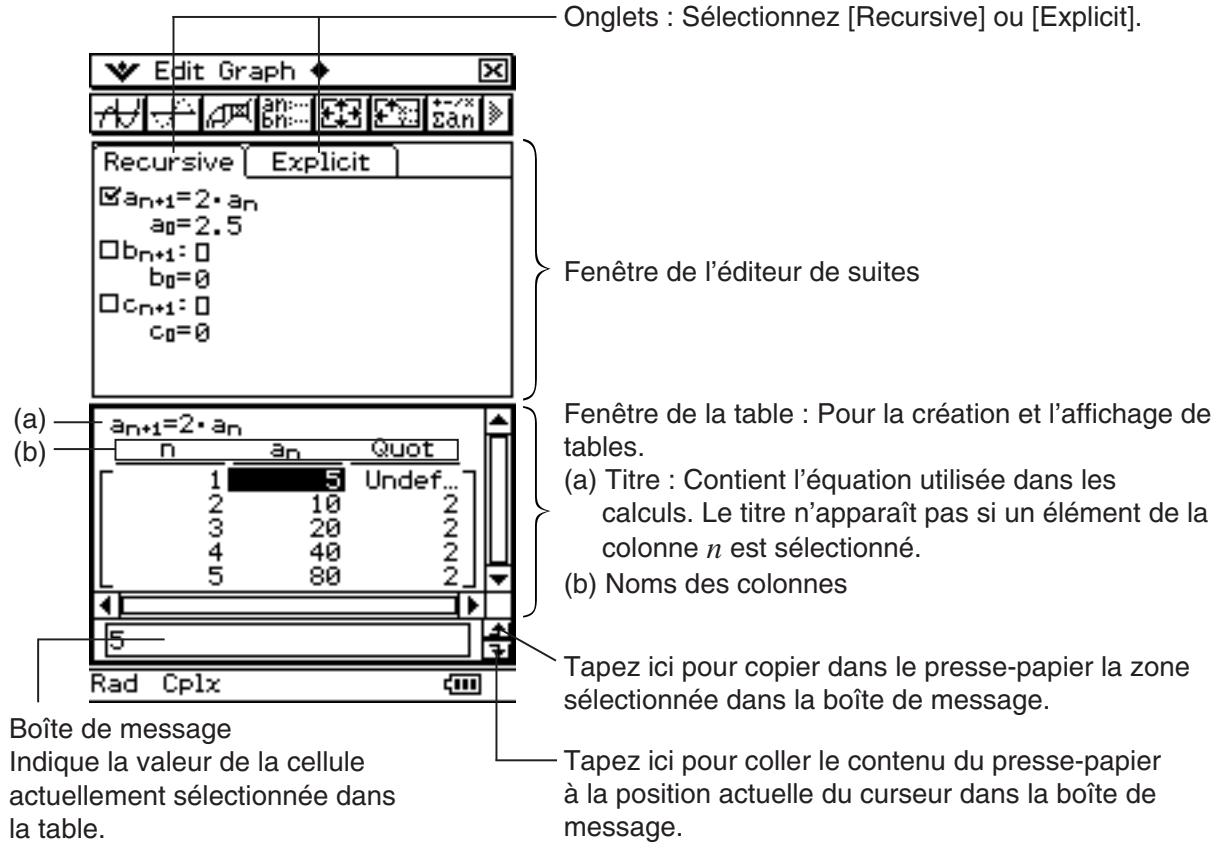 CASIO ClassPad 330 PLUS - Fenêtre de l'application Suites - 1