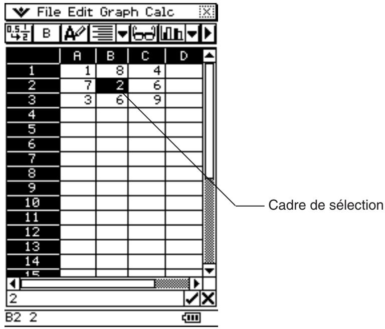 CASIO ClassPad 330 PLUS - Glisser-deposer entre cellules à l'intérieur d'une feuille de calcul - 1