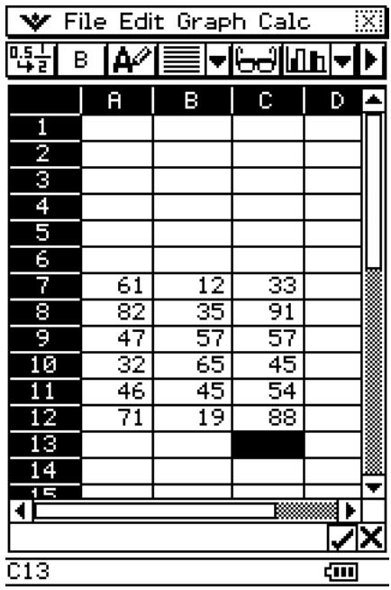 CASIO ClassPad 330 PLUS - Fonctionnement de base du sous-menu [List-Calculus] de Spreadsheet - 1