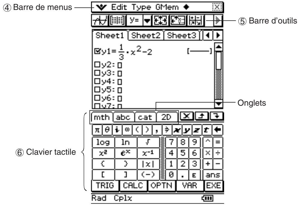 CASIO ClassPad 330 PLUS - Touches, menus et autres commandes affichés - 1