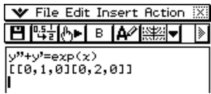 CASIO ClassPad 330 PLUS - - Représenter graphiquement les courbes solutions en déposant une équation différentielle d'ordre n et une matrice dans la fenêtre graphique d'équation différentielle - 1