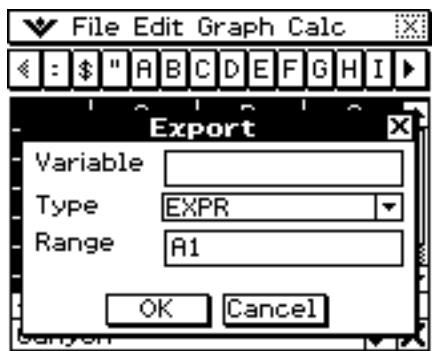 CASIO ClassPad 330 PLUS - - Exporter des données d'une feuille de calcul dans une variable EXPR - 1