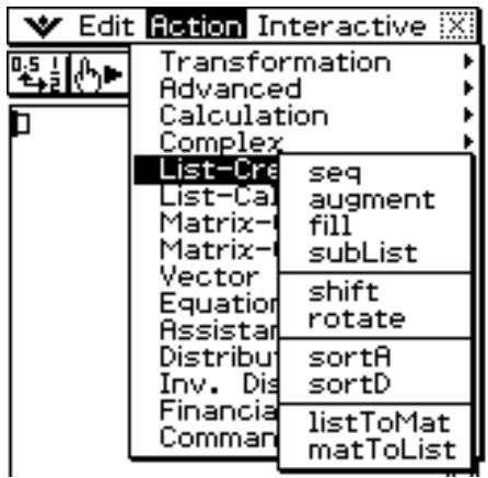 CASIO ClassPad 330 PLUS - Emploi du sous-menu Création-liste - 1