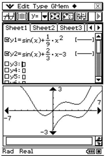 CASIO ClassPad 330 PLUS - - Exemple de sélection de fenêtre (Graphe & Table) - 3