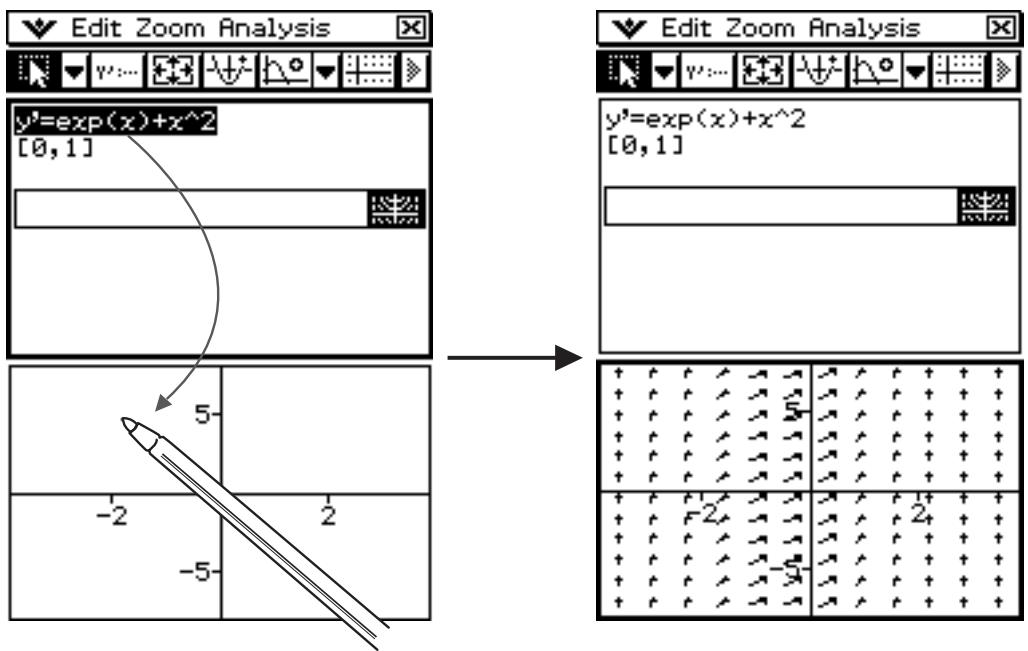 CASIO ClassPad 330 PLUS - Représentation graphique d'une expression ou valeur en la déposant dans la fenêtre graphique d'équation différentielle - 4