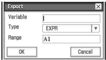 CASIO ClassPad II fx-CP400+E - - Exporter des données d'une feuille de calcul dans une variable EXPR - 1
