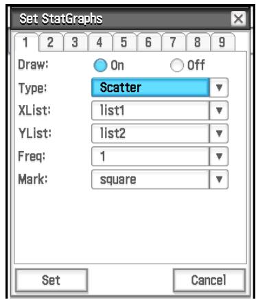 CASIO ClassPad II fx-CP400+E - - Paramétrr la configuration d'un graphique statistiques - 1