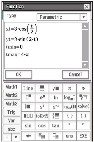 CASIO ClassPad II fx-CP400 - - Tracer la courbe d'une équation paramétrique* - 1