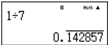 CASIO fx-115ES PLUS (2nd edition / NATURAL-V.P.A.M.) - Affichage d'un résultat de calcul comme valeur décimale récurrente - 14