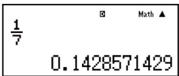 CASIO fx-115ES PLUS (2nd edition / NATURAL-V.P.A.M.) - Affichage d'un résultat de calcul comme valeur décimale récurrente - 6